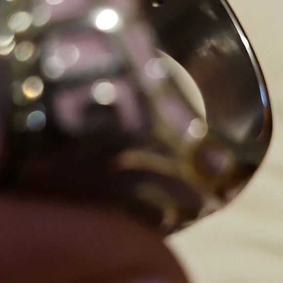 Lilac Stone In Stainless Steel Oversized Ring - Picture 4 of 5